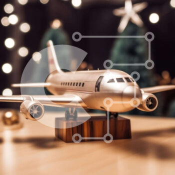 Intra Συλλεκτικό Ξύλινο Παζλ Plywood  4mm - Ασημένιο παιχνίδι αεροπλάνο με χριστουγεννιάτικα δέντρα Σε Ξύλινο Κουτί - Διαστάσεις Puzzle: 10x10 cm – 25 κομμάτια - Image 1