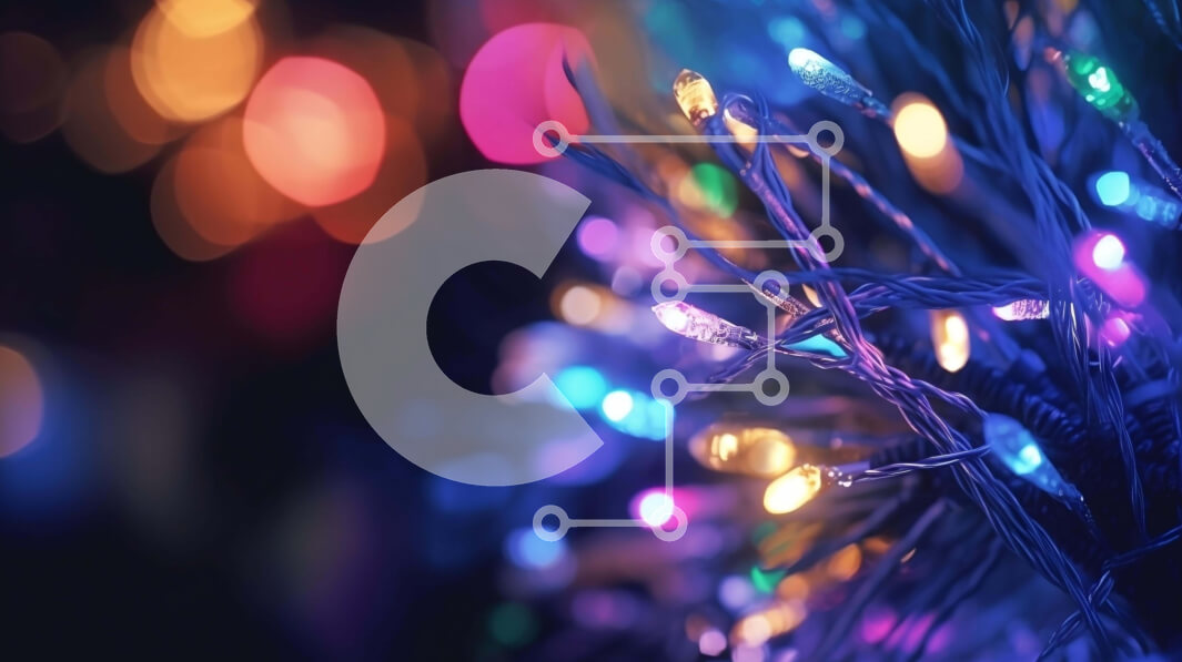 Intra Συλλεκτικό Ξύλινο Παζλ Plywood  4mm - Κοντινό πλάνο με πολύχρωμα φώτα σε κλαδιά δέντρων Σε Ξύλινο Κουτί - Διαστάσεις: 10x10 cm – 25 κομμάτια