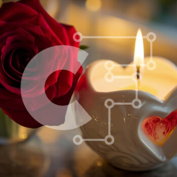 Intra Συλλεκτικό Ξύλινο Παζλ Plywood  4mm - Ρομαντικό κόκκινο τριαντάφυλλο και κερί Σε Ξύλινο Κουτί - Διαστάσεις Puzzle: 10x10 cm – 25 κομμάτια - Image 1