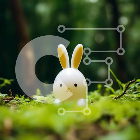 Intra Συλλεκτικό Ξύλινο Παζλ Plywood 4mm - Λευκό παιχνίδι λαγουδάκι στα πράσινα φύλλα στο δάσος Σε Ξύλινο Κουτί - Διαστάσεις: 10x10 cm – 25 κομμάτια - Image 1