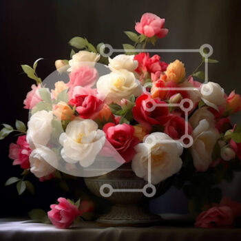 Intra Συλλεκτικό Ξύλινο Παζλ Plywood  4mm - Όμορφη εικόνα μιας κλιμακωτής ανθοσύνθεσης σε ένα ασημένιο βάζο Σε Ξύλινο Κουτί - Διαστάσεις Puzzle: 10x10 cm – 25 κομμάτια - Image 1