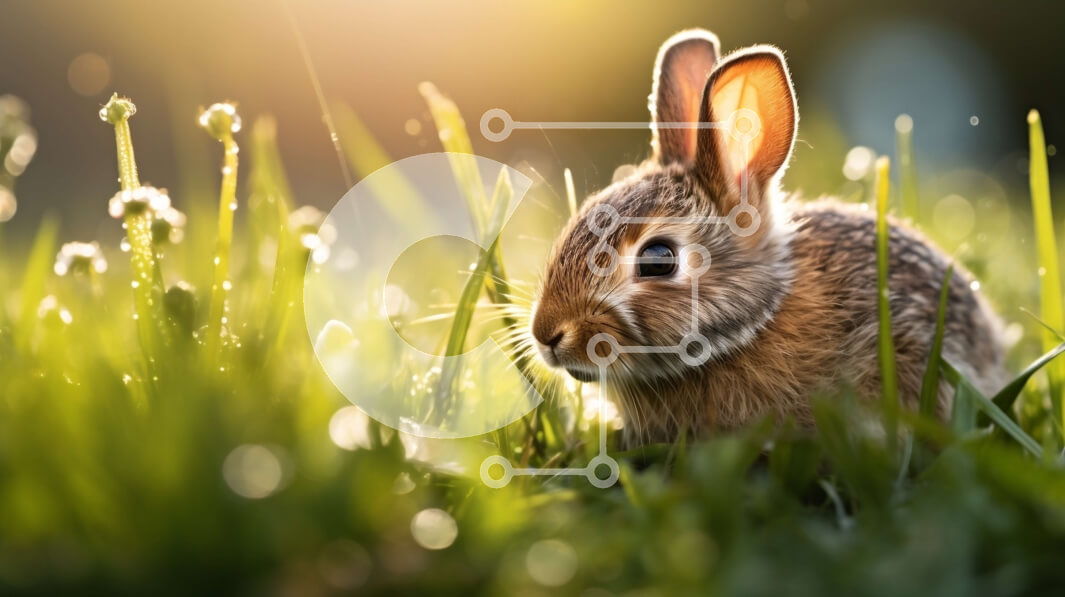 Intra Συλλεκτικό Ξύλινο Παζλ Plywood  4mm - Χαριτωμένο λαγουδάκι στο γρασίδι Σε Ξύλινο Κουτί - Διαστάσεις: 10x10 cm – 25 κομμάτια