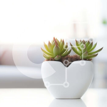 Intra Συλλεκτικό Ξύλινο Παζλ Plywood  4mm - Παχύφυτα σε μια λευκή γλάστρα φυτών σε ένα τραπέζι Σε Ξύλινο Κουτί - Διαστάσεις Puzzle: 10x10 cm – 25 κομμάτια - Image 1