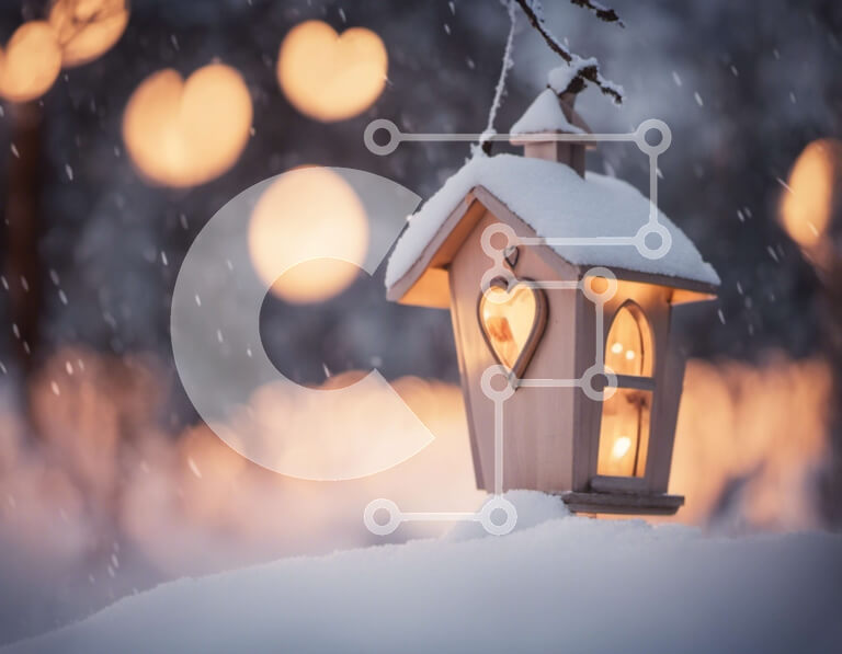 Intra Συλλεκτικό Ξύλινο Παζλ Plywood  4mm - Χειμερινό Πουλιά Διακοσμημένο με Φώτα και Φανάρι Σε Ξύλινο Κουτί - Διαστάσεις Puzzle: 10x10 cm – 25 κομμάτια