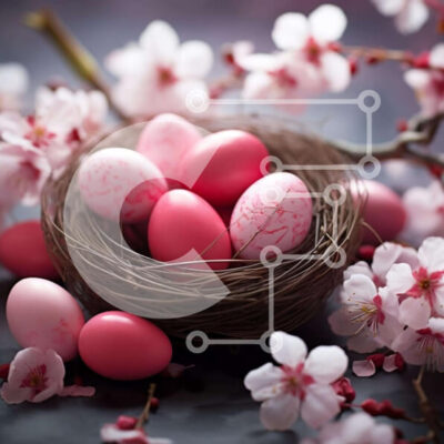 Intra Συλλεκτικό Ξύλινο Παζλ Plywood  4mm - Φωλιά πουλιού με ροζ πασχαλινά αυγά Σε Ξύλινο Κουτί - Διαστάσεις Puzzle: 10x10 cm – 25 κομμάτια - Image 1