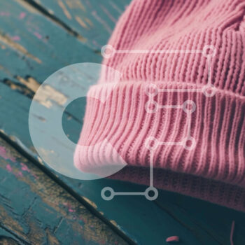 Intra Συλλεκτικό Ξύλινο Παζλ Plywood  4mm - Ροζ πλεκτό φασόλι σε παλιό ξύλινο τραπέζι Σε Ξύλινο Κουτί - Διαστάσεις Puzzle: 10x10 cm – 25 κομμάτια - Image 1