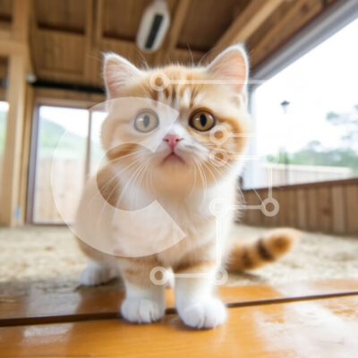 Intra Συλλεκτικό Ξύλινο Παζλ Plywood  4mm - Χαριτωμένο γατάκι με αφράτη ουρά που κοιτάζει ψηλά στην κάμερα Σε Ξύλινο Κουτί - Διαστάσεις: 10x10 cm – 25 κομμάτια - Image 1