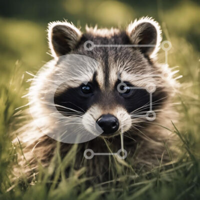 Intra Συλλεκτικό Ξύλινο Παζλ Plywood  4mm - Χαριτωμένο ρακούν που κάθεται σε ένα χωράφι με ψηλό γρασίδι Σε Ξύλινο Κουτί - Διαστάσεις: 10x10 cm – 25 κομμάτια - Image 1