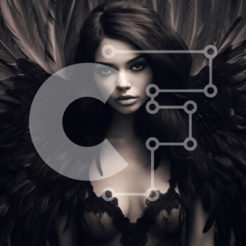 Intra Συλλεκτικό Ξύλινο Παζλ Plywood  4mm - Όμορφη φωτογραφία μιας γυναίκας με μαύρα φτερά και σγουρά μαλλιά Σε Ξύλινο Κουτί - Διαστάσεις Puzzle: 10x10 cm – 25 κομμάτια - Image 1