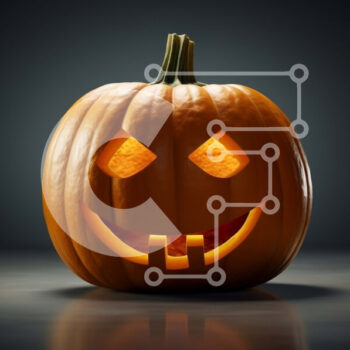 Intra Συλλεκτικό Ξύλινο Παζλ Plywood  4mm - Χαμογελαστή σκαλισμένη κολοκύθα σε σκούρο φόντο Σε Ξύλινο Κουτί - Διαστάσεις Puzzle: 10x10 cm – 25 κομμάτια - Image 1