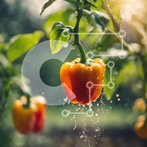 Intra Συλλεκτικό Ξύλινο Παζλ Plywood  4mm - Κόκκινη πιπεριά που κρέμεται από κλήμα σε θερμοκήπιο ή κήπο Σε Ξύλινο Κουτί - Διαστάσεις: 10x10 cm – 25 κομμάτια