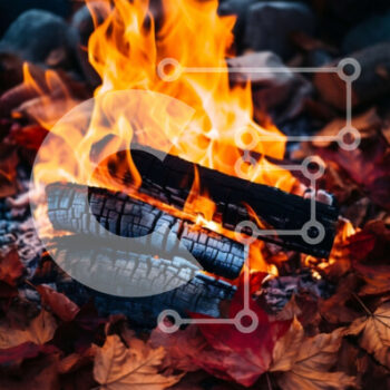 Intra Συλλεκτικό Ξύλινο Παζλ Plywood  4mm - Φωτιά που καίει σε ένα σωρό από πεσμένα φύλλα Σε Ξύλινο Κουτί - Διαστάσεις Puzzle: 10x10 cm – 25 κομμάτια - Image 1