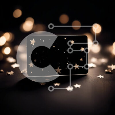 Intra Συλλεκτικό Ξύλινο Παζλ Plywood 4mm - Κομψή μαύρη κάρτα με διάσπαρτα χρυσά αστέρια σε σκούρο φόντο Σε Ξύλινο Κουτί - Διαστάσεις Puzzle: 10x10 cm – 25 κομμάτια - Image 1