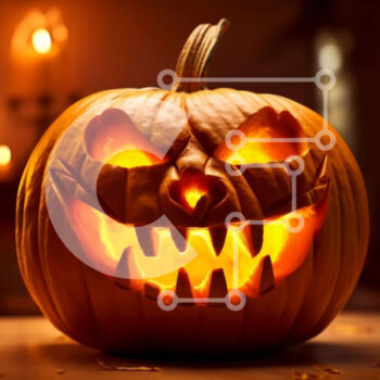 Intra Συλλεκτικό Ξύλινο Παζλ Plywood  4mm - Απόκοσμες αποκριάτικες διακοσμήσεις: Σκαλιστές κολοκύθες με τρομακτικά πρόσωπα Σε Ξύλινο Κουτί - Διαστάσεις: 10x10 cm – 25 κομμάτια - Image 1