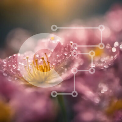 Intra Συλλεκτικό Ξύλινο Παζλ Plywood 4mm - Ονειρικό κοντινό πλάνο ενός ροζ λουλουδιού με σταγονίδια νερού Σε Ξύλινο Κουτί - Διαστάσεις: 10x10 cm – 25 κομμάτια - Image 1