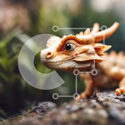 Intra Συλλεκτικό Ξύλινο Παζλ Plywood  4mm - Μικρός πορτοκαλί δράκος που κάθεται σε έναν βράχο σε ένα δάσος Σε Ξύλινο Κουτί - Διαστάσεις: 10x10 cm – 25 κομμάτια - Image 1