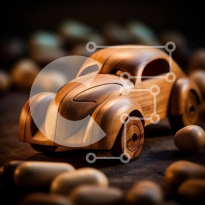 Intra Συλλεκτικό Ξύλινο Παζλ Plywood  4mm - Κομψό και μοντέρνο ξύλινο αυτοκίνητο σε μαύρη επιφάνεια Σε Ξύλινο Κουτί - Διαστάσεις: 10x10 cm – 25 κομμάτια - Image 1