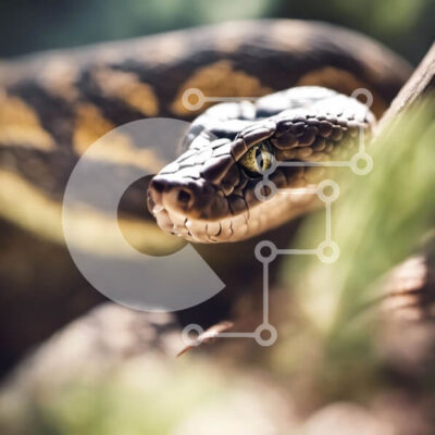 Intra Συλλεκτικό Ξύλινο Παζλ Plywood  4mm - Κοντινή όψη του κεφαλιού ενός μη δηλητηριώδους φιδιού Σε Ξύλινο Κουτί - Διαστάσεις: 10x10 cm – 25 κομμάτια - Image 1