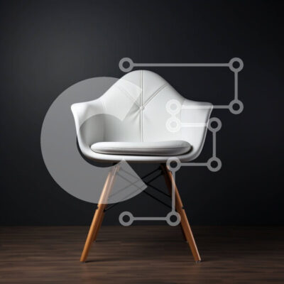 Intra Συλλεκτικό Ξύλινο Παζλ Plywood  4mm - Μοντέρνα λευκή δερμάτινη καρέκλα με ξύλινο σκελετό Σε Ξύλινο Κουτί - Διαστάσεις Puzzle: 10x10 cm – 25 κομμάτια - Image 1