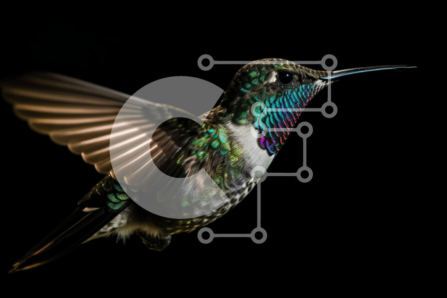 Intra Συλλεκτικό Ξύλινο Παζλ Plywood  4mm - Όμορφη ασπρόμαυρη εικόνα ενός κολιμπρί σε πτήση Σε Ξύλινο Κουτί - Διαστάσεις: 10x10 cm – 25 κομμάτια