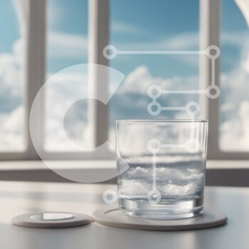 Intra Συλλεκτικό Ξύλινο Παζλ Plywood  4mm - Ποτήρι νερό στο τραπέζι με τα σύννεφα στον ουρανό Σε Ξύλινο Κουτί - Διαστάσεις Puzzle: 10x10 cm – 25 κομμάτια - Image 1