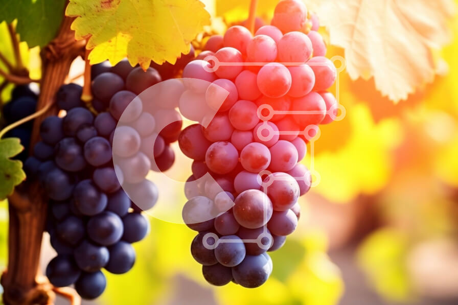 Intra Συλλεκτικό Ξύλινο Παζλ Plywood  4mm - Τσαμπί μωβ σταφύλια που κρέμονται από ένα αμπέλι Σε Ξύλινο Κουτί - Διαστάσεις: 10x10 cm – 25 κομμάτια