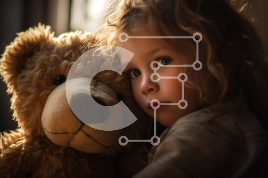 Intra Συλλεκτικό Ξύλινο Παζλ Plywood  4mm - Λυπημένο κορίτσι με αρκουδάκι δίπλα στο παράθυρο Σε Ξύλινο Κουτί - Διαστάσεις Puzzle: 10x10 cm – 25 κομμάτια