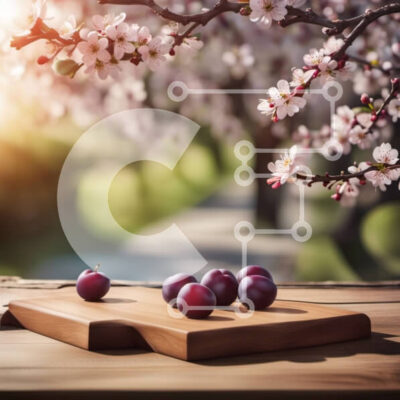 Intra Συλλεκτικό Ξύλινο Παζλ Plywood 4mm - Ξύλινο τραπέζι με δαμάσκηνα και ανθισμένο δέντρο Σε Ξύλινο Κουτί - Διαστάσεις: 10x10 cm – 25 κομμάτια - Image 1