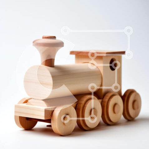 Intra Συλλεκτικό Ξύλινο Παζλ Plywood 4mm - Πολύχρωμο ξύλινο τρένο παιχνιδιών σε καθαρό λευκό φόντο Σε Ξύλινο Κουτί - Διαστάσεις Puzzle: 10x10 cm – 25 κομμάτια - Image 1