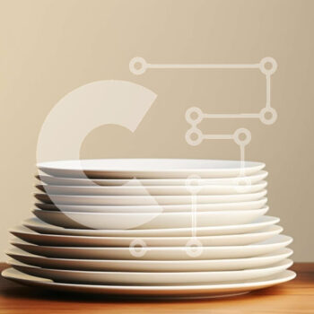 Intra Συλλεκτικό Ξύλινο Παζλ Plywood  4mm - Στοίβα από άδεια λευκά πιάτα σε ένα ξύλινο τραπέζι Σε Ξύλινο Κουτί - Διαστάσεις Puzzle: 10x10 cm – 25 κομμάτια - Image 1