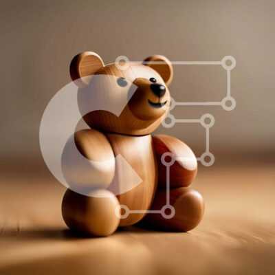 Intra Συλλεκτικό Ξύλινο Παζλ Plywood  4mm - Αξιολάτρευτο ξύλινο παιχνίδι αρκούδας που κάθεται σε μια ρουστίκ ξύλινη επιφάνεια Σε Ξύλινο Κουτί - Διαστάσεις: 10x10 cm – 25 κομμάτια - Image 1