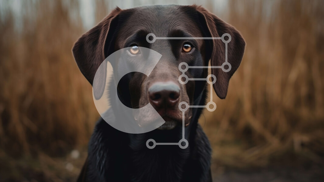 Intra Συλλεκτικό Ξύλινο Παζλ Plywood  4mm - Σοβαρό Brown Labrador Retriever σκυλί σε ένα χωράφι Σε Ξύλινο Κουτί - Διαστάσεις: 10x10 cm – 25 κομμάτια