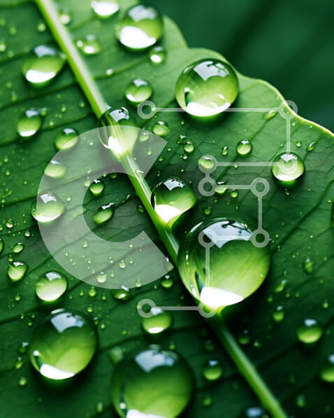 Intra Συλλεκτικό Ξύλινο Παζλ Plywood  4mm - Κοντινό πλάνο ενός φύλλου με σταγονίδια νερού Σε Ξύλινο Κουτί - Διαστάσεις: 10x10 cm – 25 κομμάτια