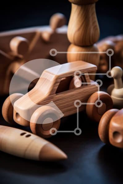 Intra Συλλεκτικό Ξύλινο Παζλ Plywood  4mm - Συλλογή από ξύλινα παιχνίδια σε μαύρη επιφάνεια Σε Ξύλινο Κουτί - Διαστάσεις: 10x10 cm – 25 κομμάτια