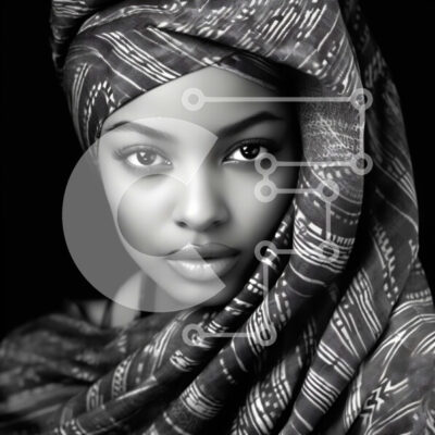 Intra Συλλεκτικό Ξύλινο Παζλ Plywood  4mm - Κομψό πορτρέτο μιας γυναίκας με μαντίλα Σε Ξύλινο Κουτί - Διαστάσεις Puzzle: 10x10 cm – 25 κομμάτια - Image 1