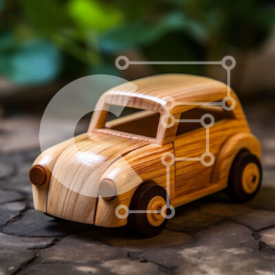 Intra Συλλεκτικό Ξύλινο Παζλ Plywood 4mm - Μικρό ξύλινο αυτοκίνητο σε βραχώδη επιφάνεια Σε Ξύλινο Κουτί - Διαστάσεις Puzzle: 10x10 cm – 25 κομμάτια - Image 1