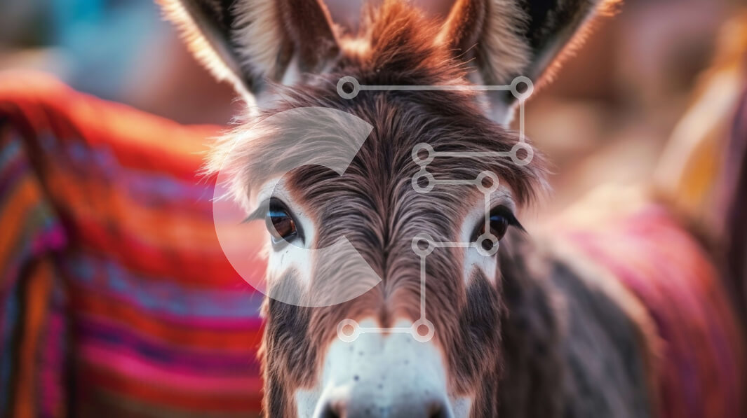 Intra Συλλεκτικό Ξύλινο Παζλ Plywood  4mm - Κοντινή όψη του προσώπου ενός γαϊδάρου Σε Ξύλινο Κουτί - Διαστάσεις: 10x10 cm – 25 κομμάτια