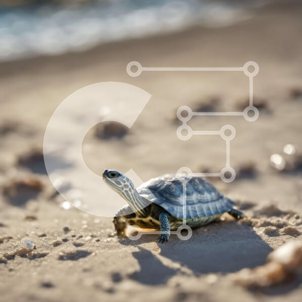 Intra Συλλεκτικό Ξύλινο Παζλ Plywood  4mm - Μωρό χελώνα που περπατά στην αμμώδη παραλία Σε Ξύλινο Κουτί - Διαστάσεις: 10x10 cm – 25 κομμάτια