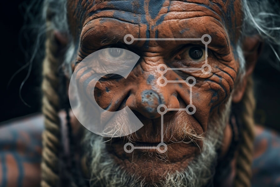 Intra Συλλεκτικό Ξύλινο Παζλ Plywood  4mm - Ισχυρό πορτρέτο ενός ηλικιωμένου με τατουάζ Σε Ξύλινο Κουτί - Διαστάσεις Puzzle: 10x10 cm – 25 κομμάτια