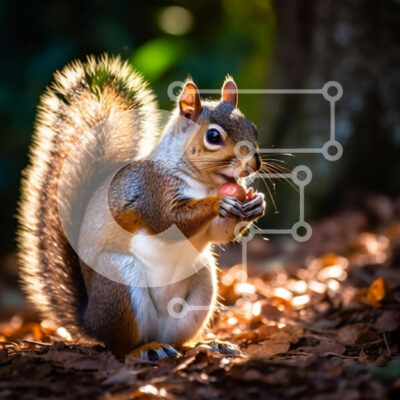 Intra Συλλεκτικό Ξύλινο Παζλ Plywood  4mm - Αξιολάτρευτος σκίουρος που τρώει βελανίδι σε ένα δάσος Σε Ξύλινο Κουτί - Διαστάσεις: 10x10 cm – 25 κομμάτια - Image 1