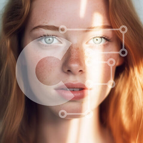 Intra Συλλεκτικό Ξύλινο Παζλ Plywood  4mm - Νεαρή γυναίκα ουδέτερης έκφρασης με κόκκινα μαλλιά και πράσινα μάτια Σε Ξύλινο Κουτί - Διαστάσεις Puzzle: 10x10 cm – 25 κομμάτια - Image 1