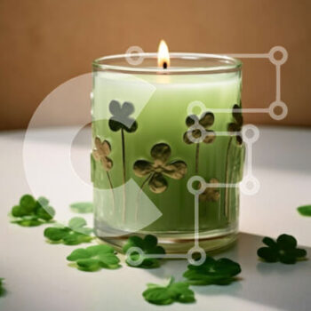 Intra Συλλεκτικό Ξύλινο Παζλ Plywood  4mm - Άνετη ημέρα του Αγίου Πατρικίου με πράσινο κερί και τριφύλλια Σε Ξύλινο Κουτί - Διαστάσεις: 10x10 cm – 25 κομμάτια - Image 1