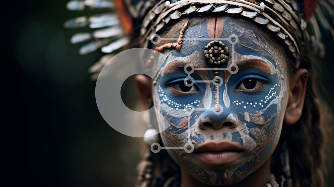 Intra Συλλεκτικό Ξύλινο Παζλ Plywood  4mm - Εκπληκτικό πορτρέτο ενός ατόμου με παραδοσιακή φυλετική ενδυμασία Σε Ξύλινο Κουτί - Διαστάσεις Puzzle: 10x10 cm – 25 κομμάτια