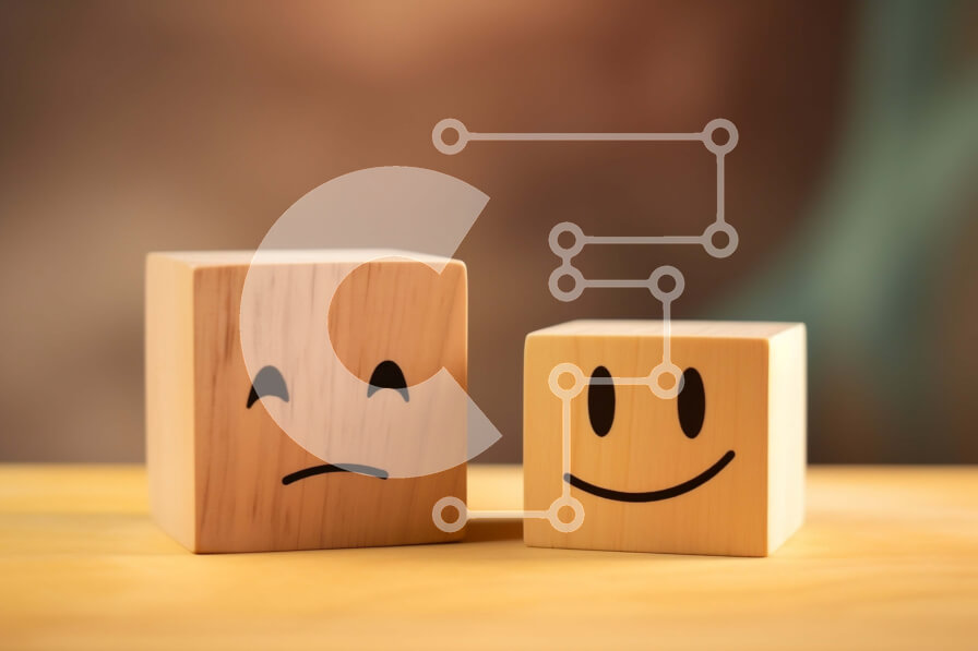 Intra Συλλεκτικό Ξύλινο Παζλ Plywood  4mm - Ξύλινοι μπλοκ με χαμογελαστά και θλιμμένα πρόσωπα Σε Ξύλινο Κουτί - Διαστάσεις: 10x10 cm – 25 κομμάτια