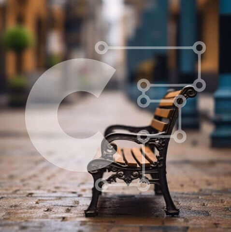 Intra Συλλεκτικό Ξύλινο Παζλ Plywood  4mm - Έρημη σκηνή ενός παλιού ξύλινου πάγκου σε έναν λιθόστρωτο δρόμο σε μια εγκαταλελειμμένη πόλη Σε Ξύλινο Κουτί - Διαστάσεις Puzzle: 10x10 cm – 25 κομμάτια - Image 1