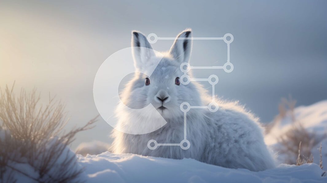 Intra Συλλεκτικό Ξύλινο Παζλ Plywood  4mm - Αξιολάτρευτη εικόνα ενός λευκού κουνελιού στο χιόνι Σε Ξύλινο Κουτί - Διαστάσεις: 10x10 cm – 25 κομμάτια