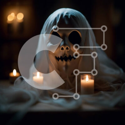 Intra Συλλεκτικό Ξύλινο Παζλ Plywood  4mm - Τρομακτικό αποκριάτικο φανάρι με φάντασμα Σε Ξύλινο Κουτί - Διαστάσεις: 10x10 cm – 25 κομμάτια - Image 1