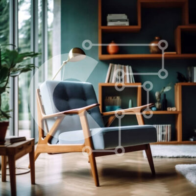 Intra Συλλεκτικό Ξύλινο Παζλ Plywood  4mm - Χαλαρωτικό σαλόνι με καφέ δερμάτινη πολυθρόνα και ξύλινο τραπεζάκι σαλονιού Σε Ξύλινο Κουτί - Διαστάσεις Puzzle: 10x10 cm – 25 κομμάτια - Image 1