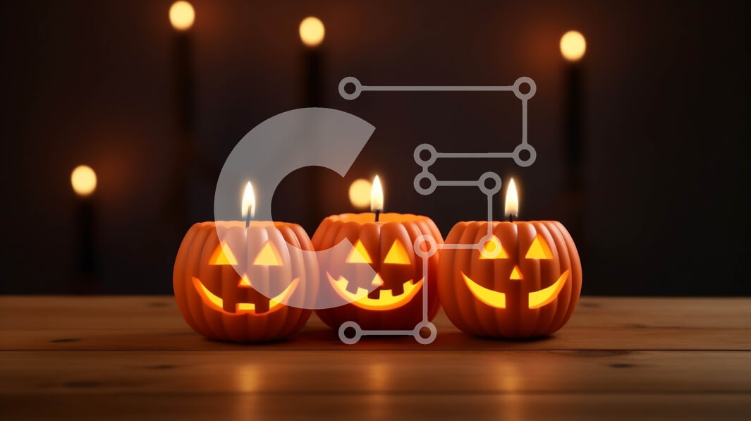 Intra Συλλεκτικό Ξύλινο Παζλ Plywood  4mm - Κεριά σε σχήμα κολοκύθας σε ξύλινο τραπέζι στο σκοτάδι για το Halloween Σε Ξύλινο Κουτί - Διαστάσεις: 10x10 cm – 25 κομμάτια