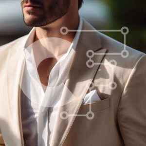 Intra Συλλεκτικό Ξύλινο Παζλ Plywood  4mm - Άνδρας με μπεζ κοστούμι με γυαλιά ηλίου που στέκονται μπροστά από το κτίριο Σε Ξύλινο Κουτί - Διαστάσεις Puzzle: 10x10 cm – 25 κομμάτια